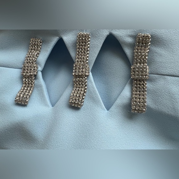 Self Portrait BLUE CREPE SPLIT MIDI DRESS - Picture 4 of 4